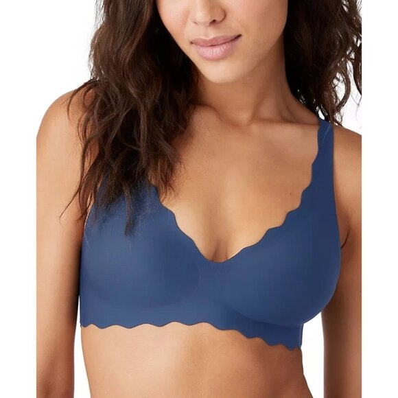NWT b.tempt'd by Wacoal b.wow'd Wirefree Bralette Bra Sz 2XL Blue Scalloped Edge - Picture 1 of 6